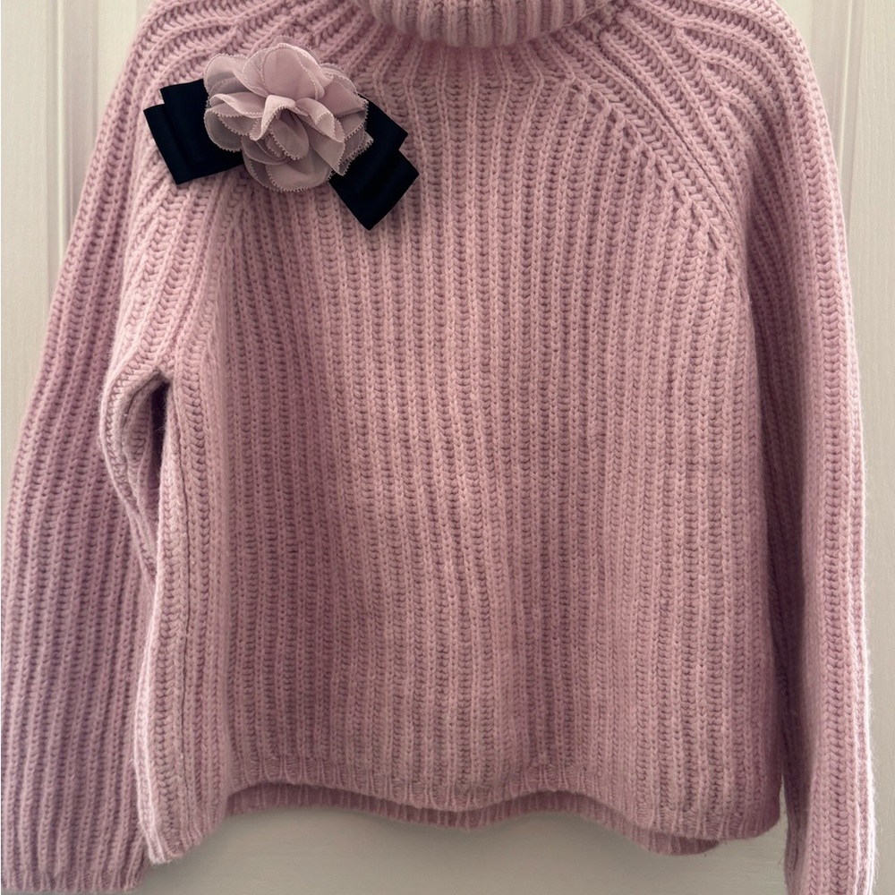 Kate Spade Lilac Turtleneck Sweater with Flower & Bow Detail